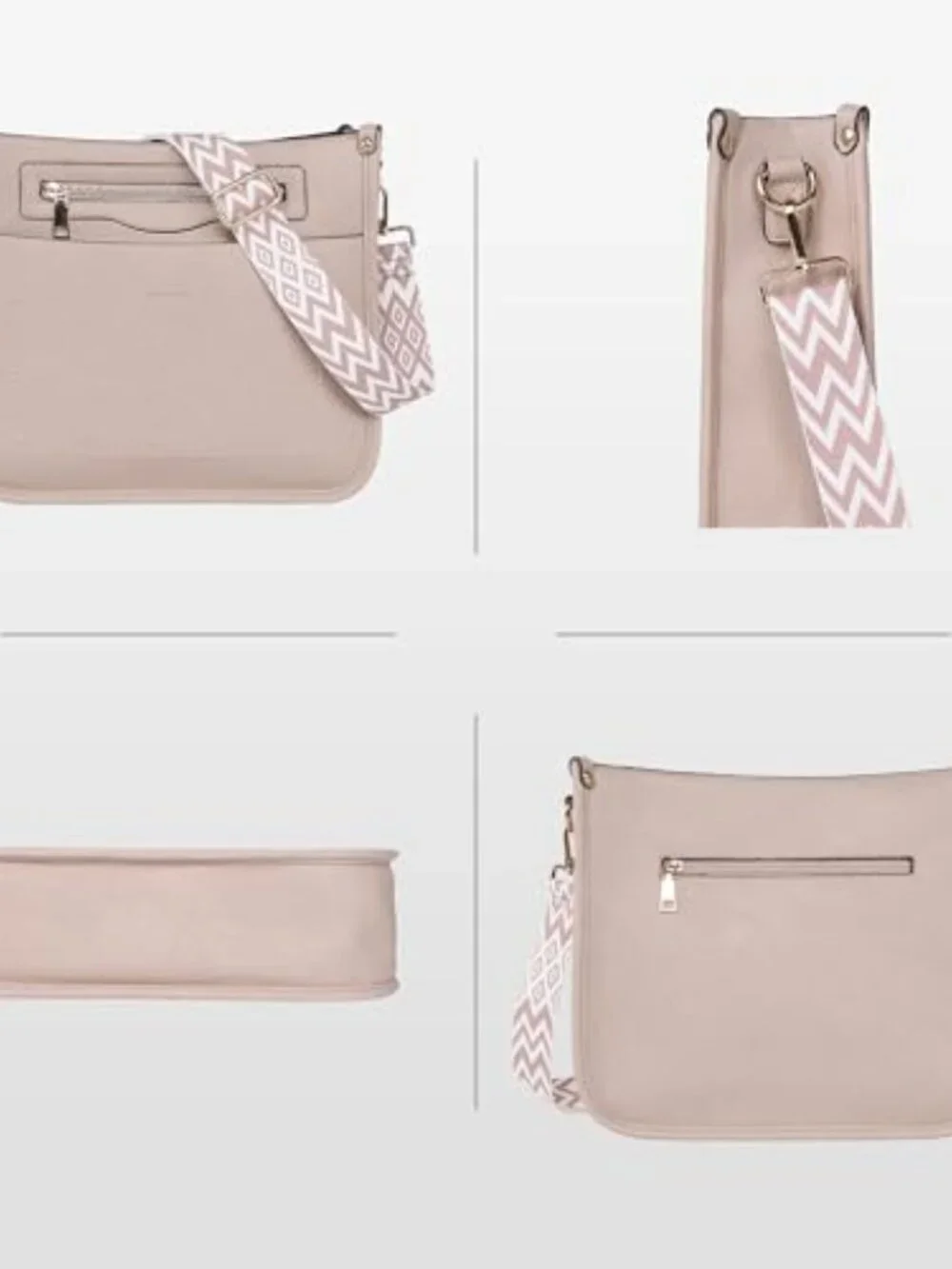 Vegan Leather Crossbody Bag and Wallet Set with Adjustable Strap